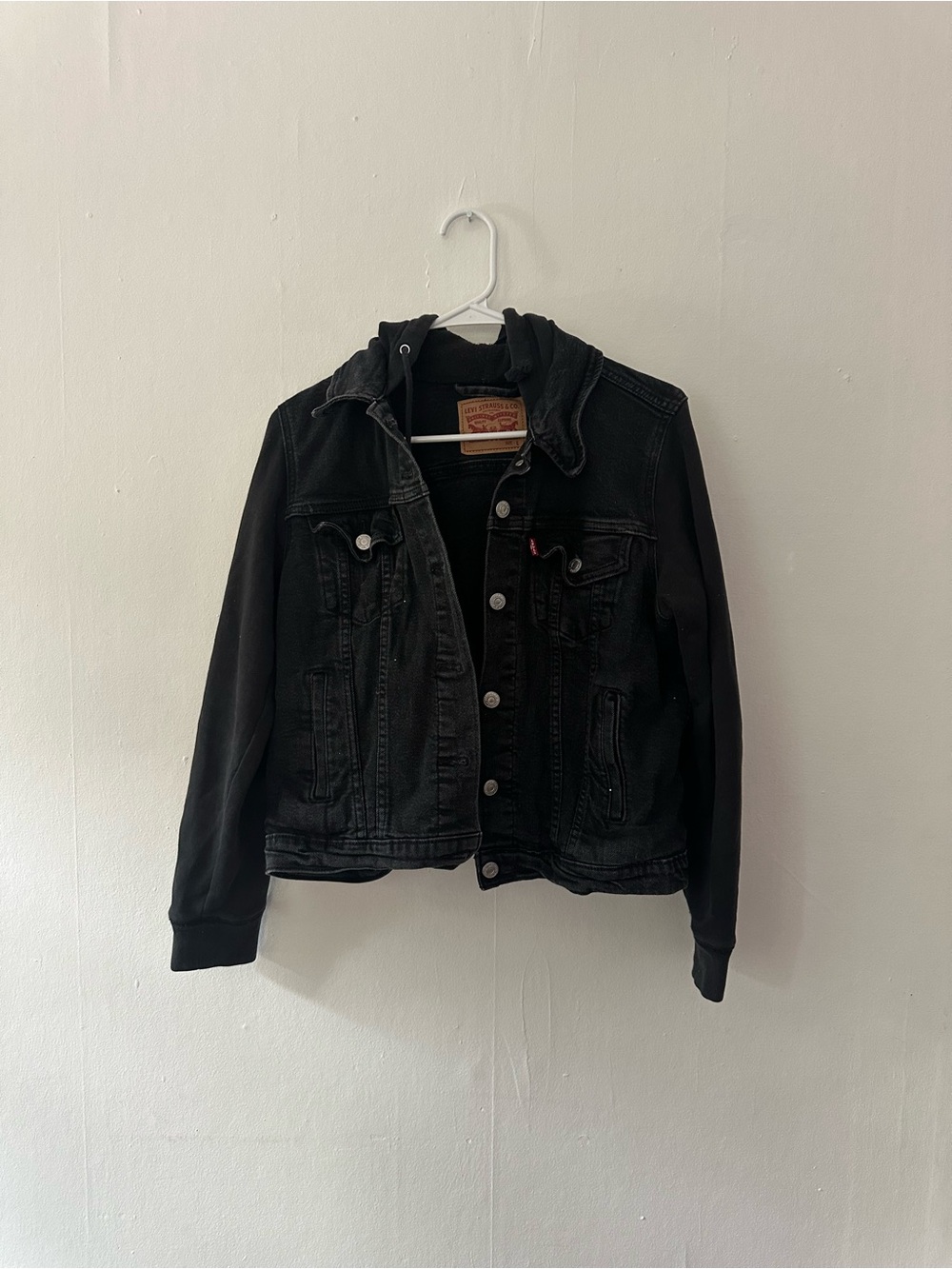 Levi's Black Denim Jacket with Hoodie